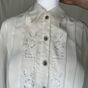 White vintage button down women’s blouse - Christie & Jill, large, women’s sz 12